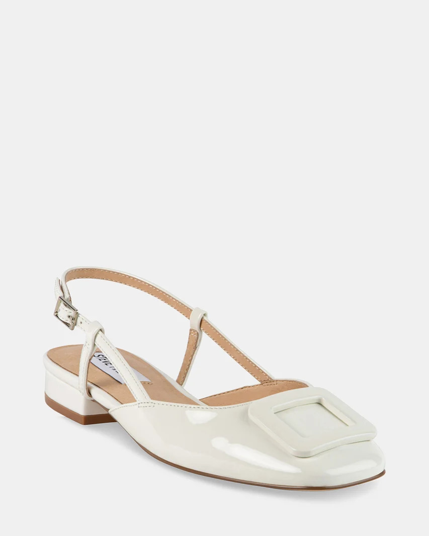 BELARI White Patent Slingback Flats | Women's Designer Flats | Steve Madden (Canada)