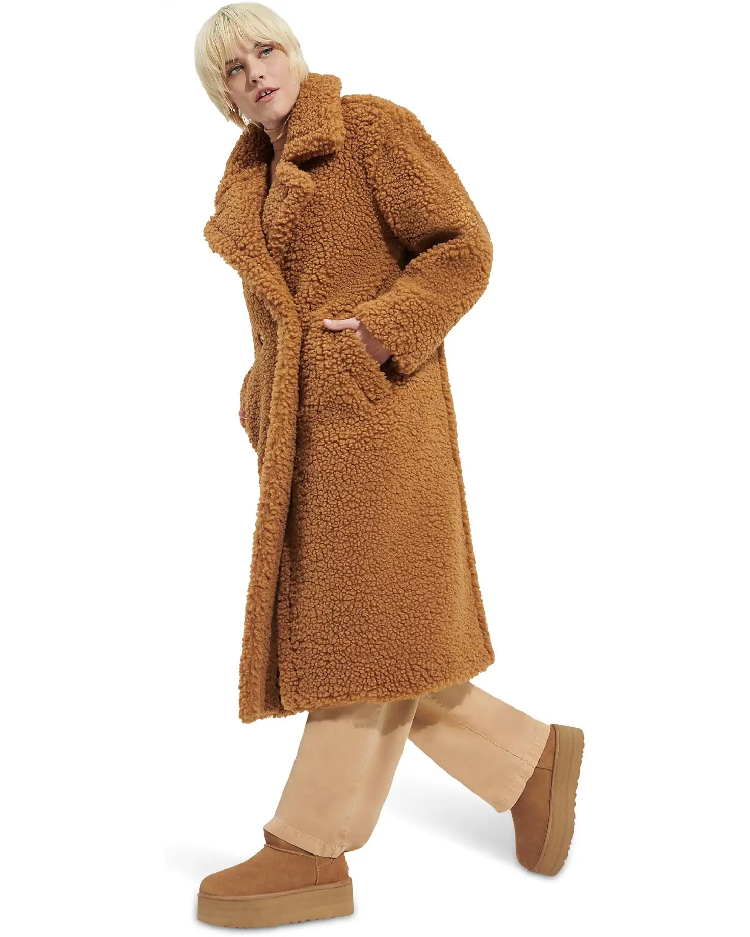 Women's UGG Gertrude Long Teddy Coat | Zappos