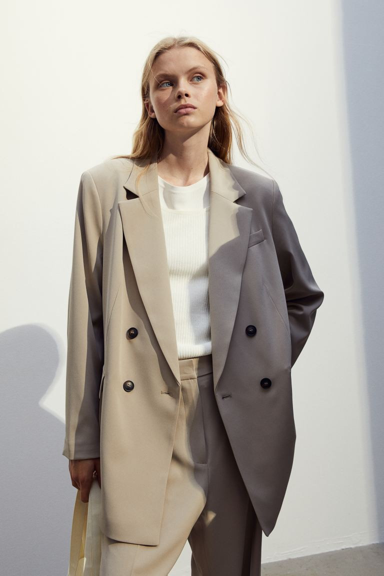 Double-breasted Jacket - Beige - Ladies | H&M US | H&M (US + CA)