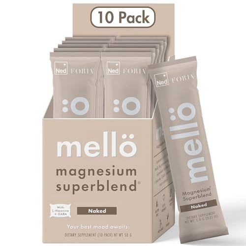 Mellö Magnesium Supplement Superblend Powder - Magnesium Glycinate with L-Theanine, GABA, and Trace Minerals - Supports Sleep, Relaxation, and Balanced Energy - Unflavored, 10-Pack, Singles | Amazon (US)