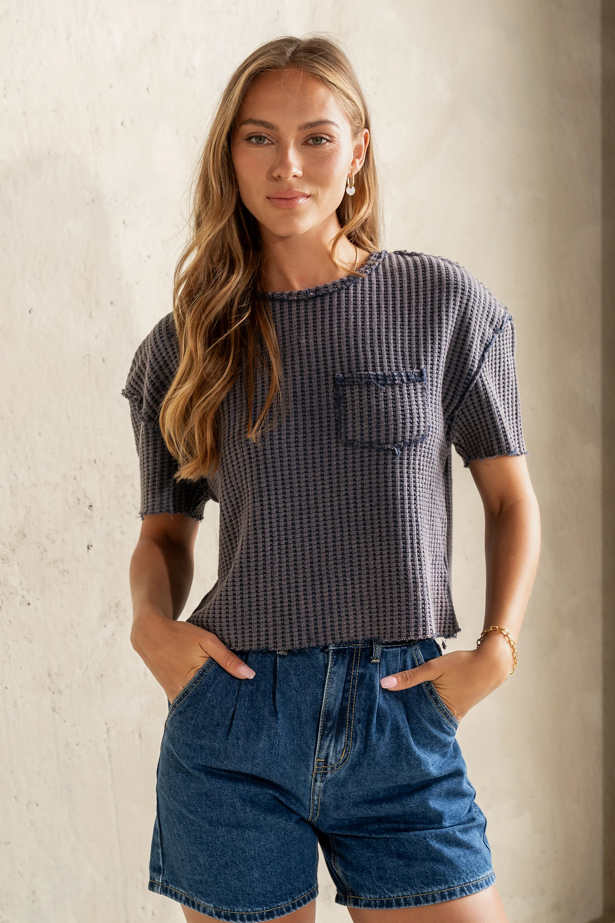 Amaya Knit Tee in Navy - FINAL SALE | Böhme US