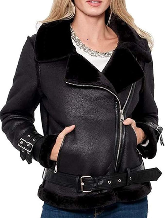 Love Token Rita Faux Leather Jacket with Faux Fur - LT91-44 | Amazon (US)