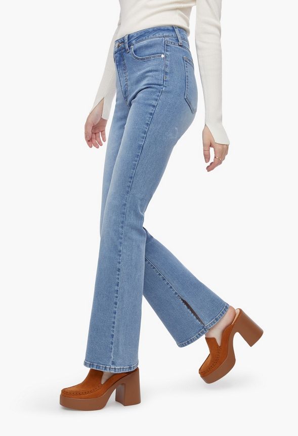Tummy Tamer Skinny Flare With Slit Jeans | JustFab