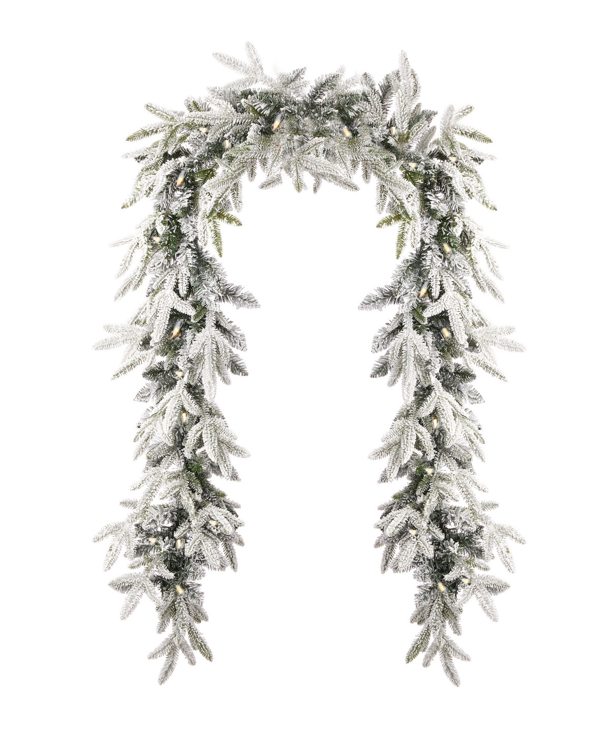 Seasonal 9ft Royal Oaks Flocked Fir Garland, 60 Warm Led Lights - Green | Macy's