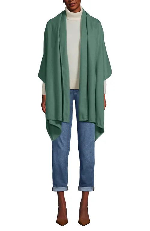 Lands' End CashTouch Shawl Wrap in Washed Evergreen at Nordstrom | Nordstrom