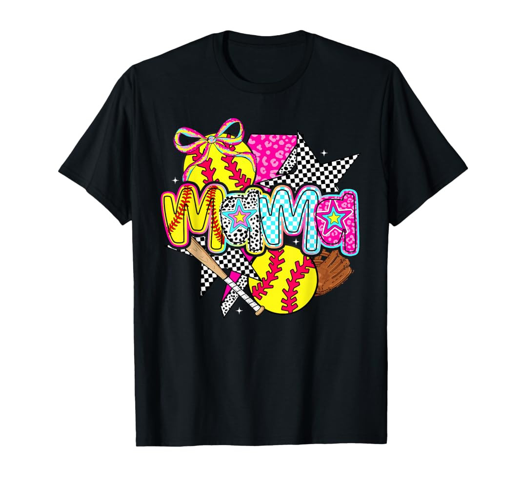 Softball Mama Mom Softball Game Day Vibes Mother's Day Women T-Shirt | Amazon (US)