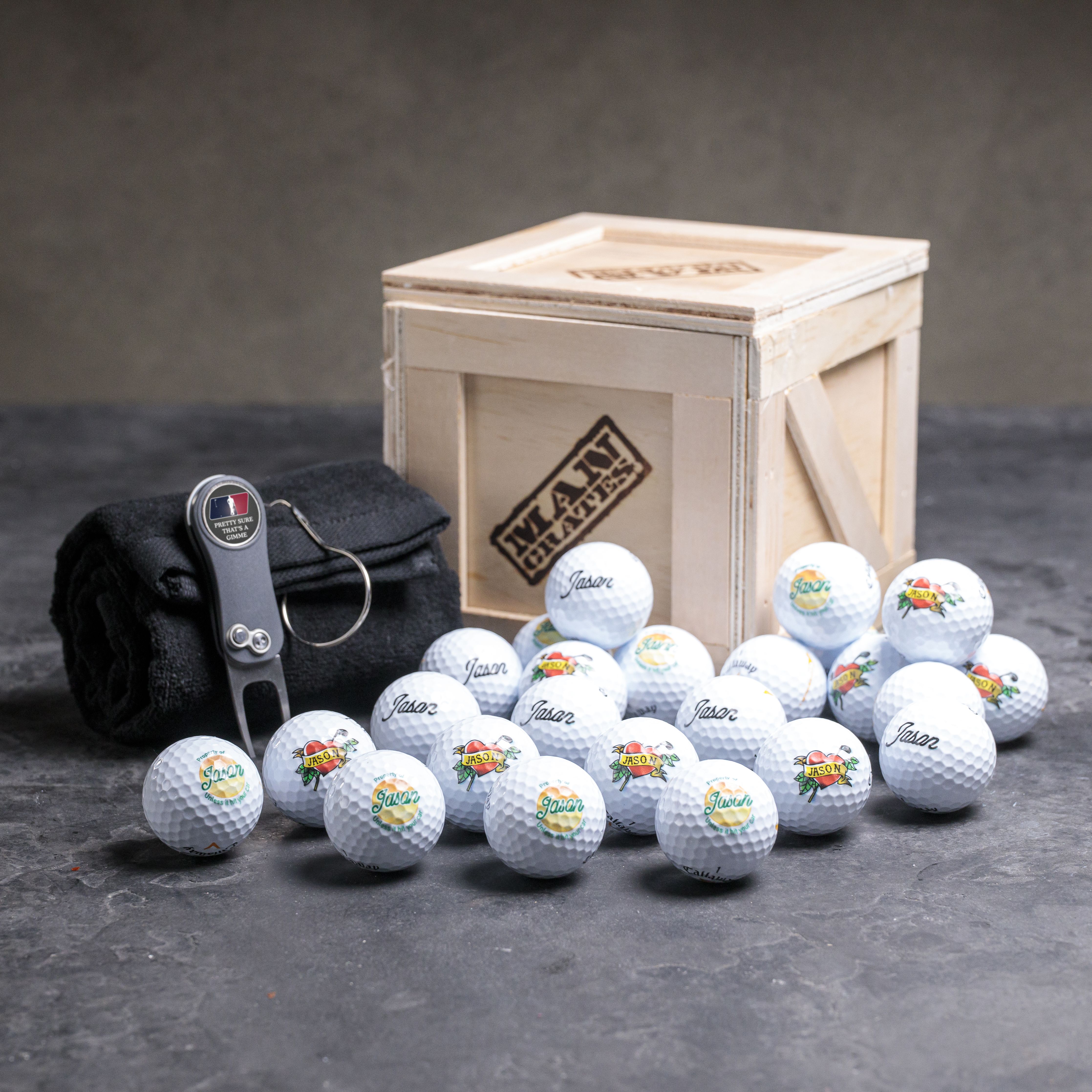 Personalized Golf Ball Mini Crate | Man Crates
