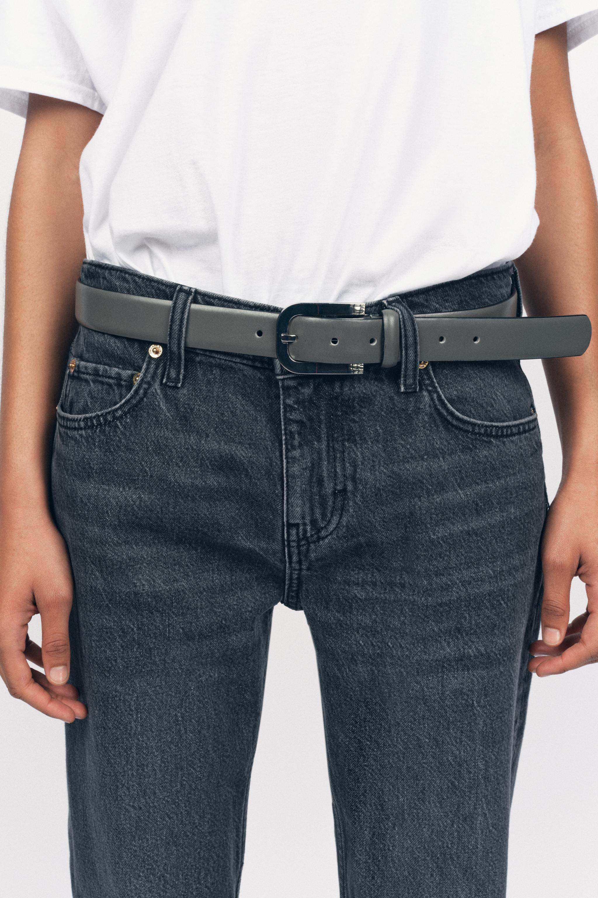 METAL BUCKLE LEATHER BELT | Zara US