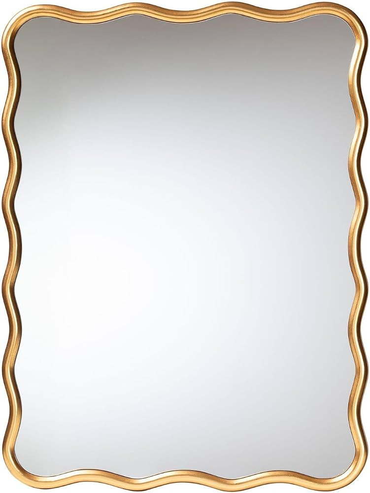 Baxton Studio Cassara Gold Scalloped Rectangular Wall Mirror | Amazon (US)