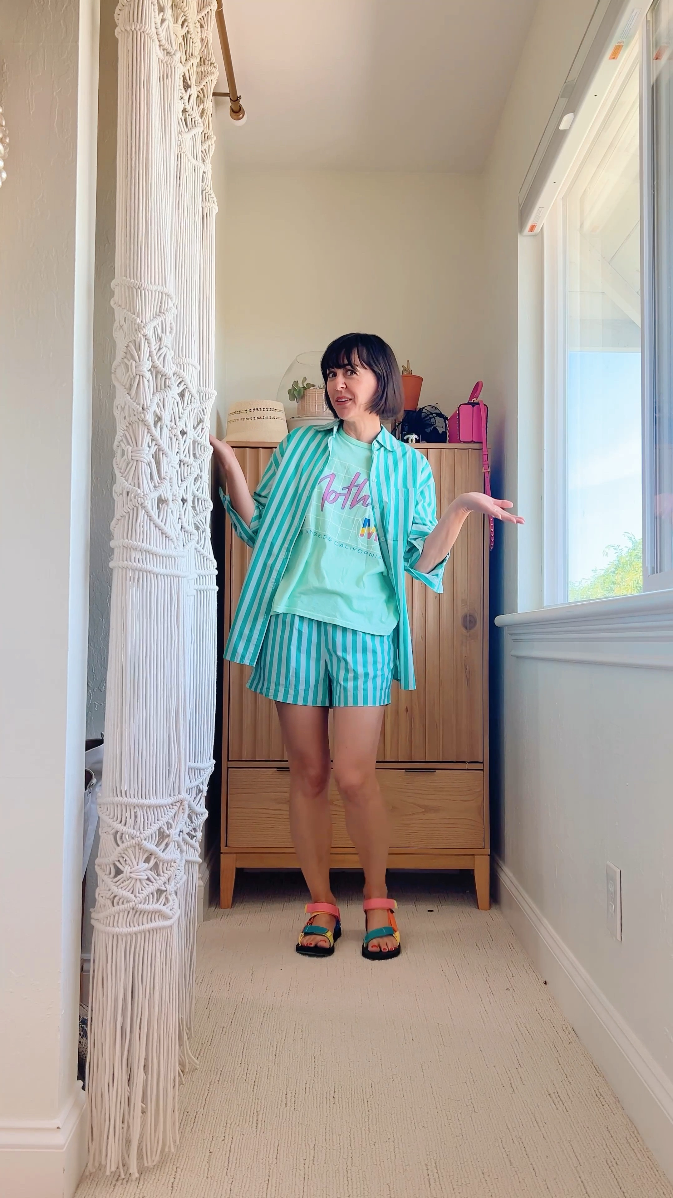 My #hautemama #lookoftheday is an outfit from my new HOMEBODY CAPSULE wardrobe and includes a s shorts set. (This one is under $50 and comes in more colors.), a graphic tee, and sports sandals (also on sale for under $50)

#LTKSeasonal #LTKFindsUnder50 #LTKOver40