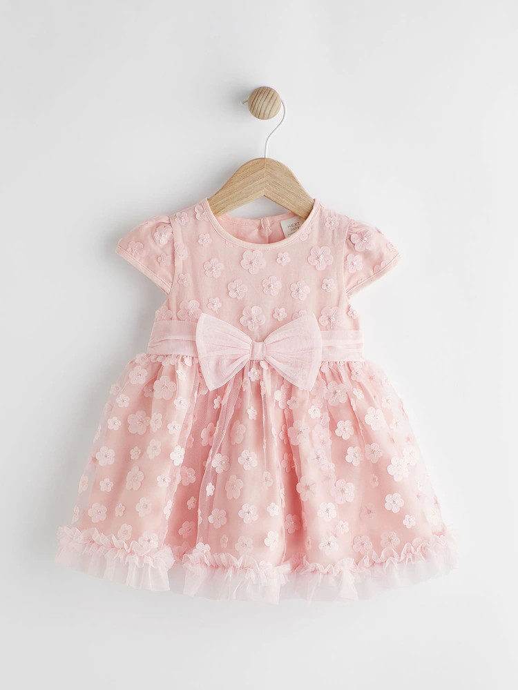 Pink 3D Flowers Baby Occasion Dress (0mths-2yrs) | Next US