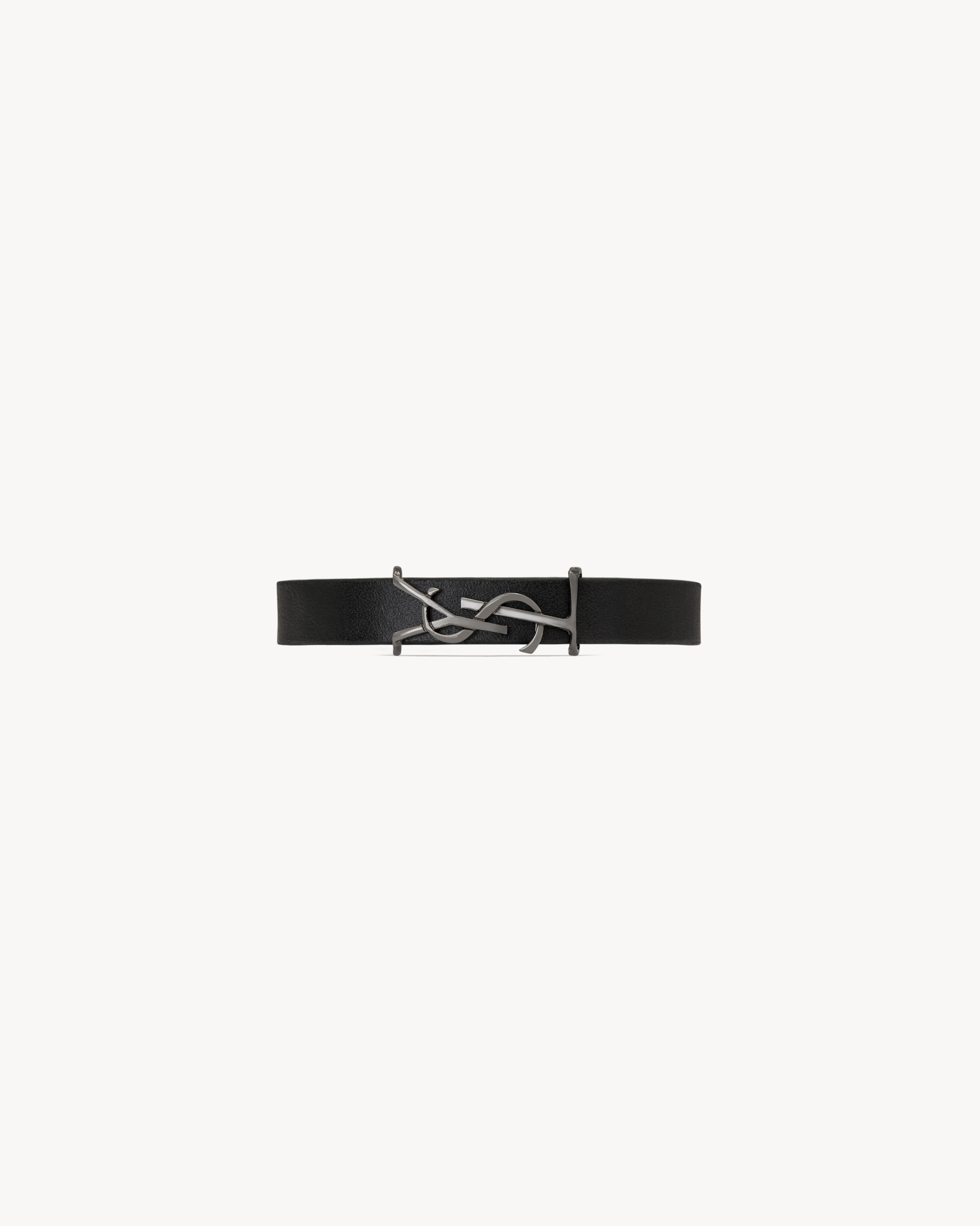 Saint Laurent Cassandre Bracelet In Leather - Black - Men - S | Saint Laurent Inc. (Global)