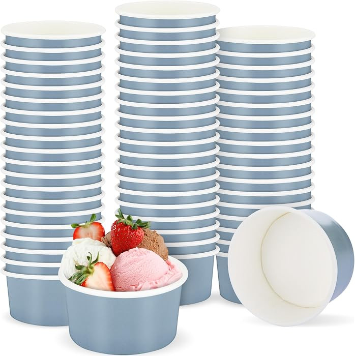 60pcs 3oz Dessert Cups, Disposable Ice Cream Cups, Paper Frozen Yogurt Bowls, for Hot and Cold Fo... | Amazon (US)