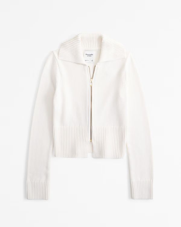 Women's Zip-Up Collared Cardigan | Women's Tops | Abercrombie.com | Abercrombie & Fitch (US)