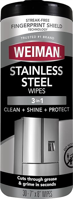 Weiman Stainless Steel Cleaner, 30 Count Cleaning Wipes, Removes Dirt, Grime, and Grease, No Stre... | Amazon (US)