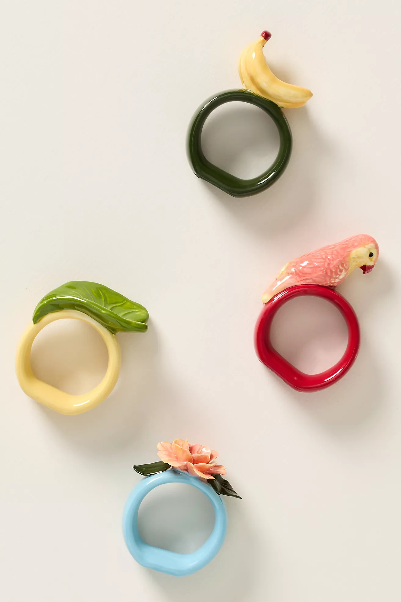 Farm Rio x Anthropologie Stoneware Boxed Napkin Rings, Set of 4 | Anthropologie (US)