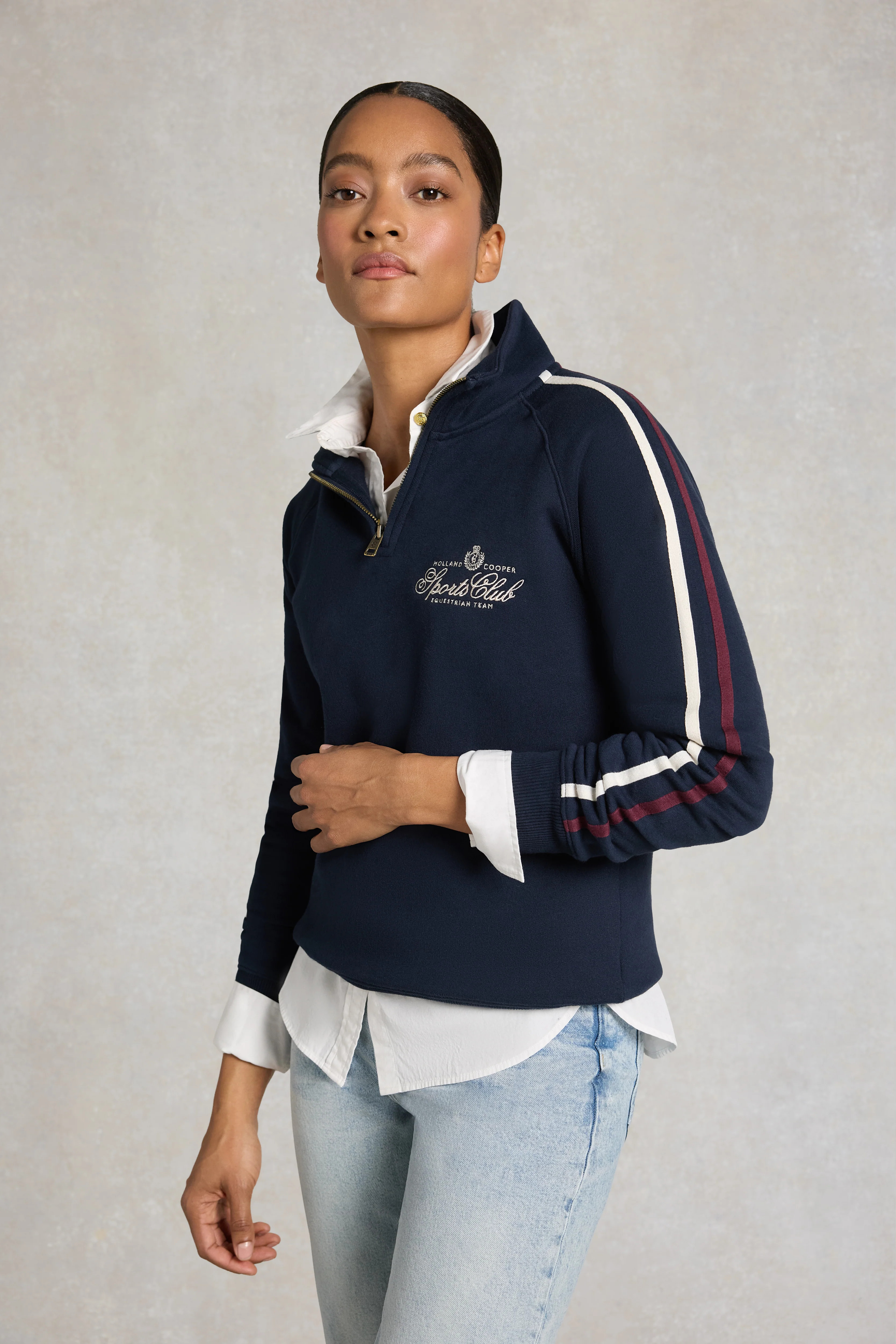 Sporting Quarter Zip Sweat (Ink Navy) | Holland Cooper