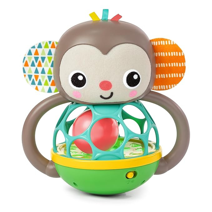 Bright Starts Grab & Giggle Monkey Light-Up Musical Rattle Toy with Easy-Grasp Oball, Ages 6 Mont... | Amazon (US)