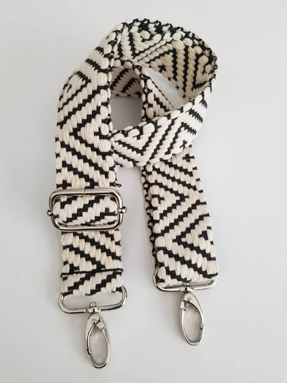Boho Woven Purse/bag Strapblack and Cream 1 1/2 Inch Wide | Etsy | Etsy (US)