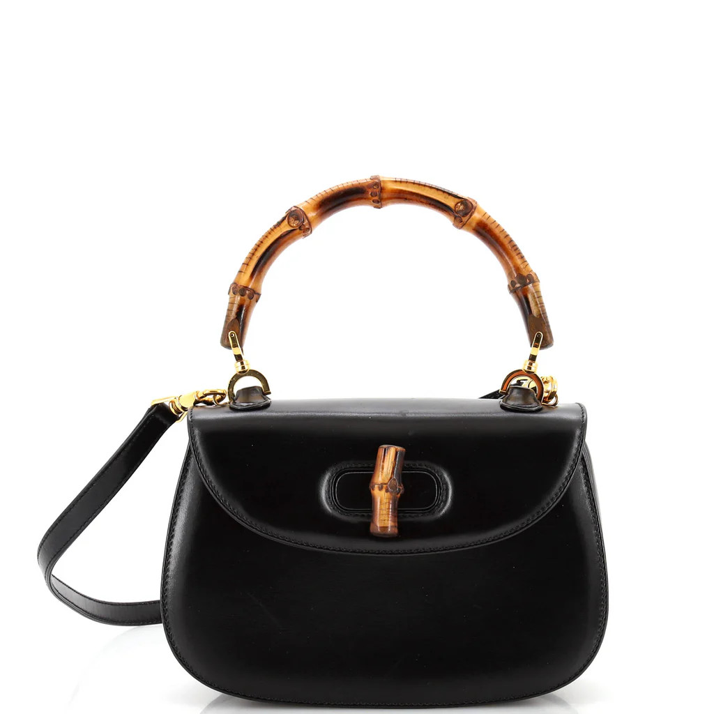Vintage Convertible Bamboo Top Handle Bag Leather Small | Rebag