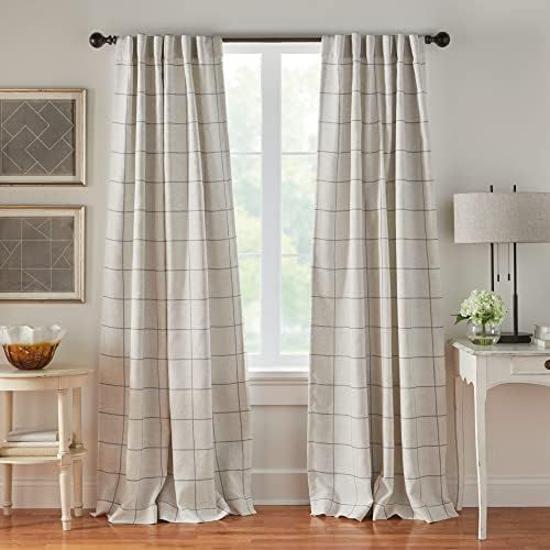 Elrene Home Fashions Brighton Windowpane Plaid Grid Blackout Window Curtain Panels/Drapes for Liv... | Amazon (US)