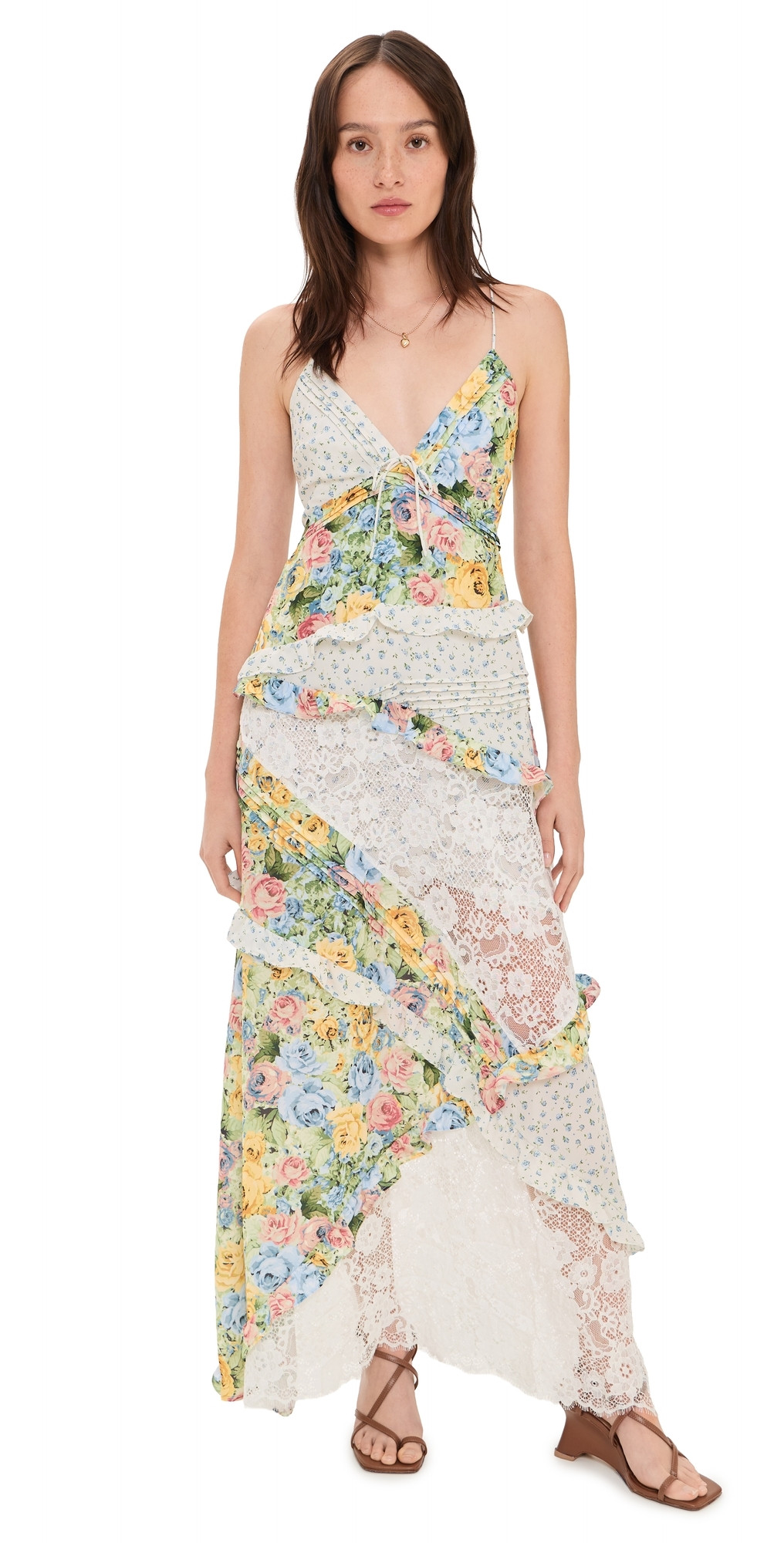 For Love & Lemons Rosalyn Maxi Dress Yellowblue XL | Shopbop