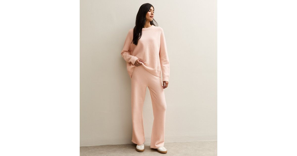 Light Pink Knit Wide Leg Trousers | New Look | New Look (UK)