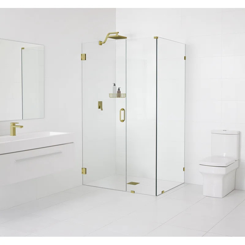 Illume 41 in. x 37 in. x 78 in. 90-degree Fully Frameless Wall Hinged Glass Shower Enclosure | Wayfair North America