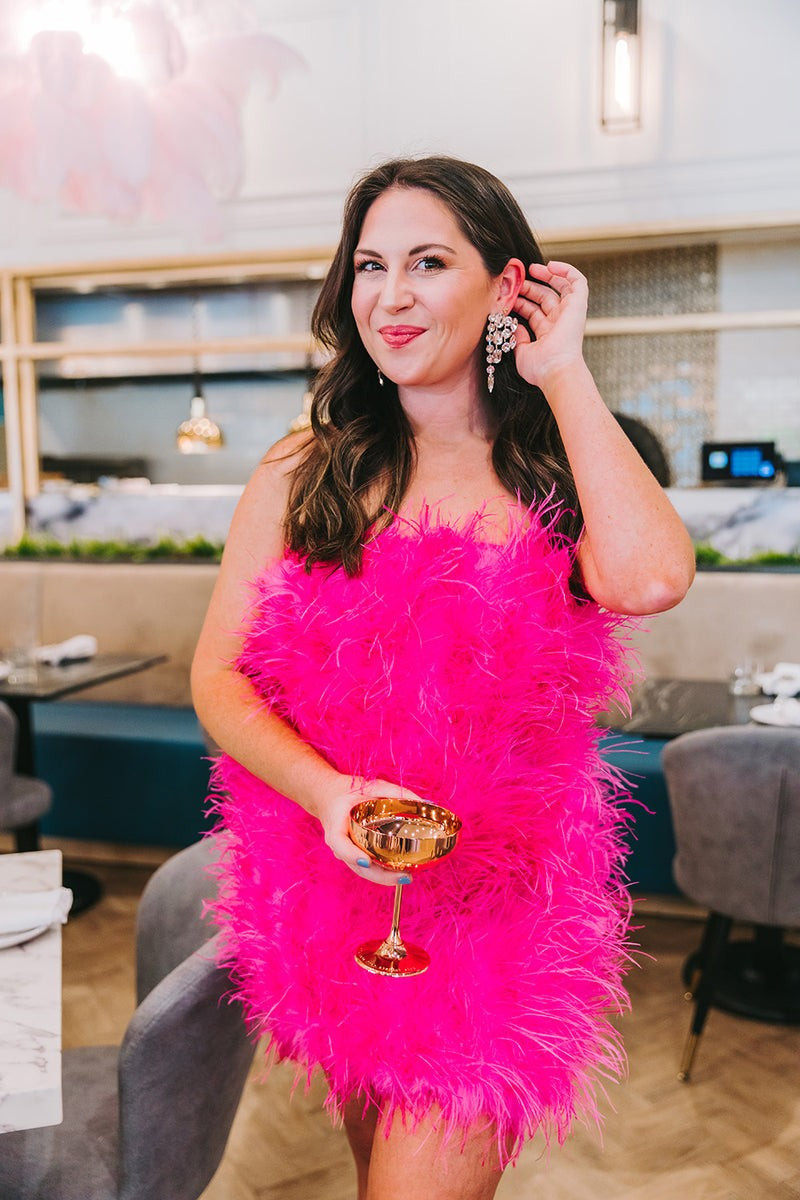 BuddyLove Celeste Feather Mini Dress - Hot Pink | BuddyLove