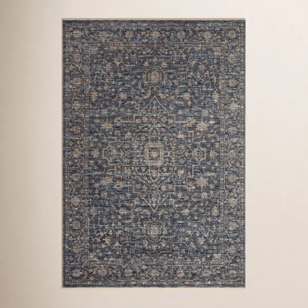 Sorrento Oriental Machine Made Power Loom Polyester Area Rug in Blue | Wayfair North America