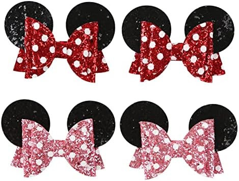 Mouse Ears Hair Bow Clips Polka Dot Barrettes for Girls Glitter Costume Accessories Birthday Part... | Amazon (US)