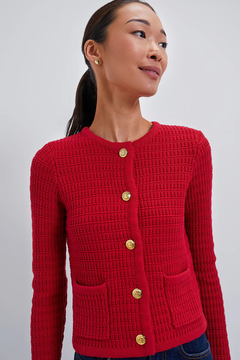 Red Woven Maybourne Cardigan | Tuckernuck (US)