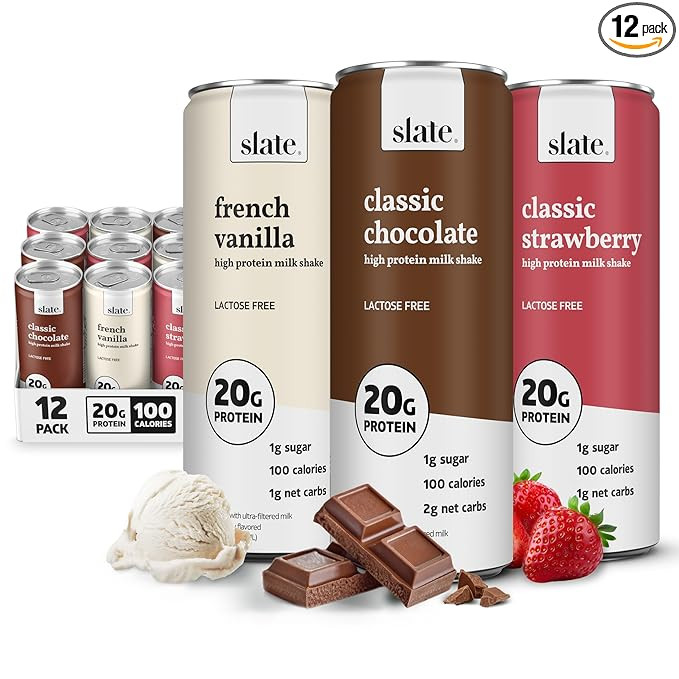 Slate Milk - High Protein Milk Shakes -Neapolitan Variety Pack -Classic Chocolate, Classic Strawb... | Amazon (US)