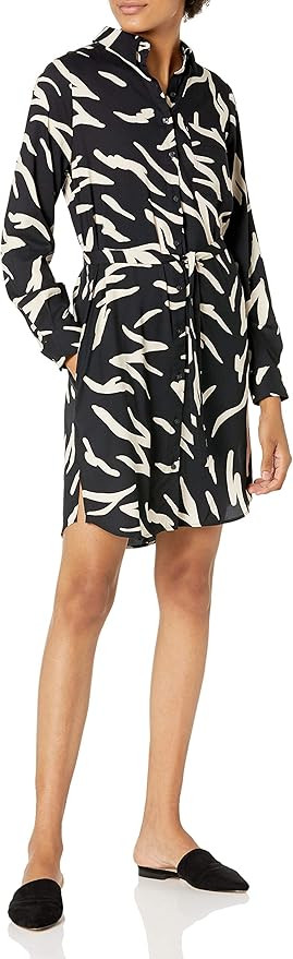 Amazon Brand - Daily Ritual Women's Georgette Long-Sleeve Button Down Shirt Dress | Amazon (US)