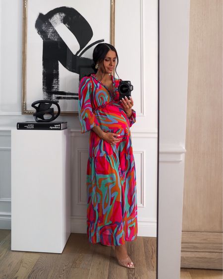 Maternity travel outfit 
Colorful maxi dress wearing a small - under $40


#LTKFindsUnder100 #LTKTravel #LTKFindsUnder50