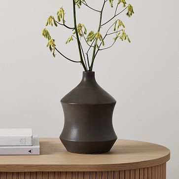 Crackle Glaze Vase, Dark Gray, Vase, Curvy Short | West Elm (US)