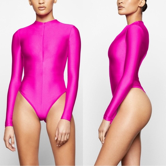 Skims Disco Long Sleeve Bodysuit In Fuchsia Size 2XL | Poshmark