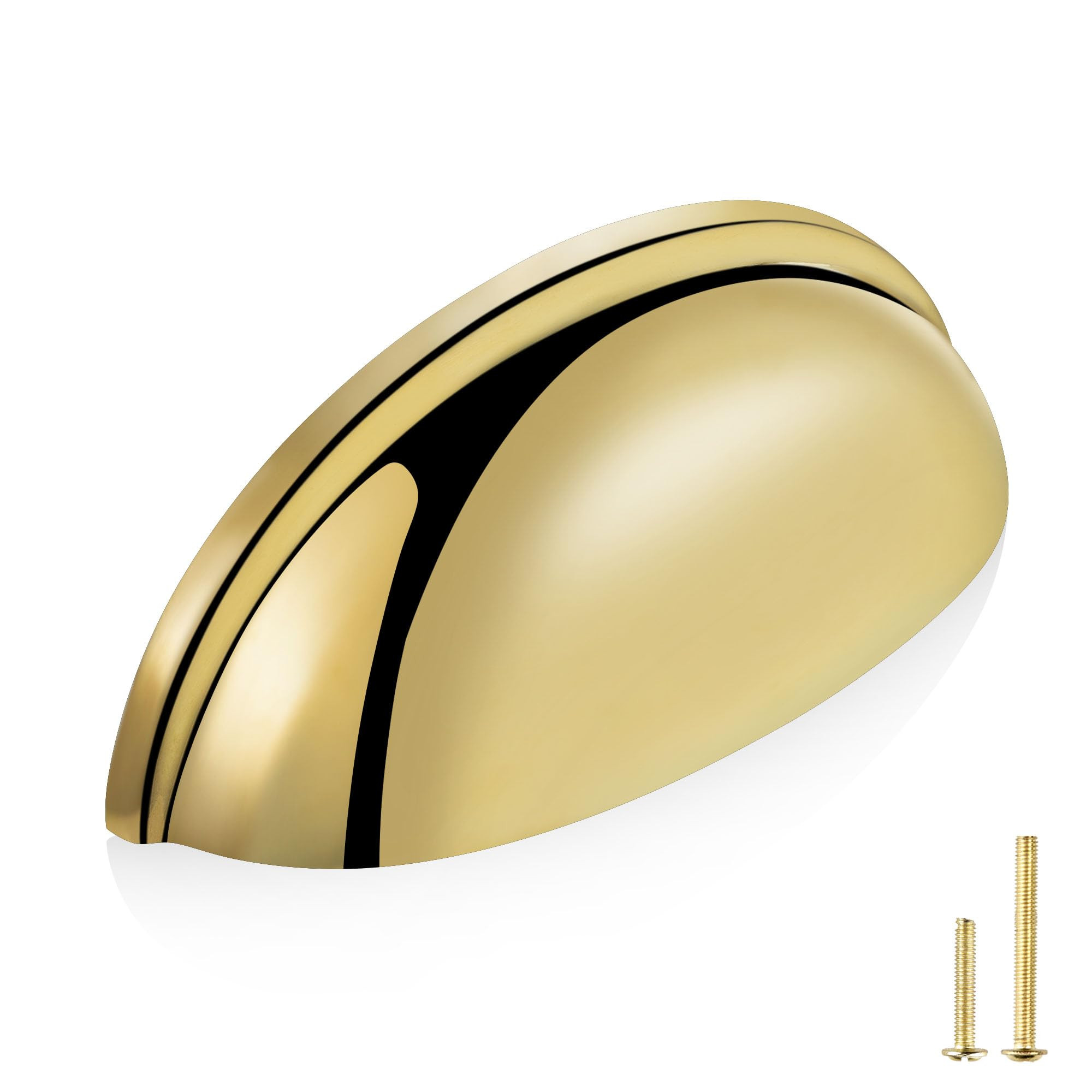 QOGRISUN 5-Pack Unlacquered Brass Cabinet Cup Pulls, Gold Bin Cup Drawer Dresser Handles, 3-Inch ... | Amazon (US)