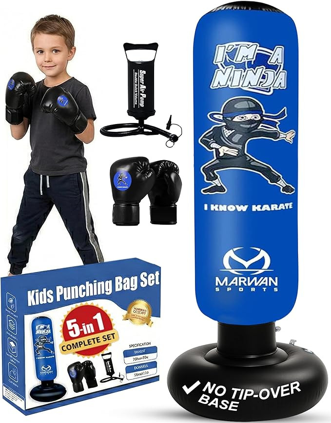 Ninja Kids Punching Bag — Inflatable Sensory Toy & Birthday Gift for Boys & Girls Ages 4-12, 63... | Amazon (US)