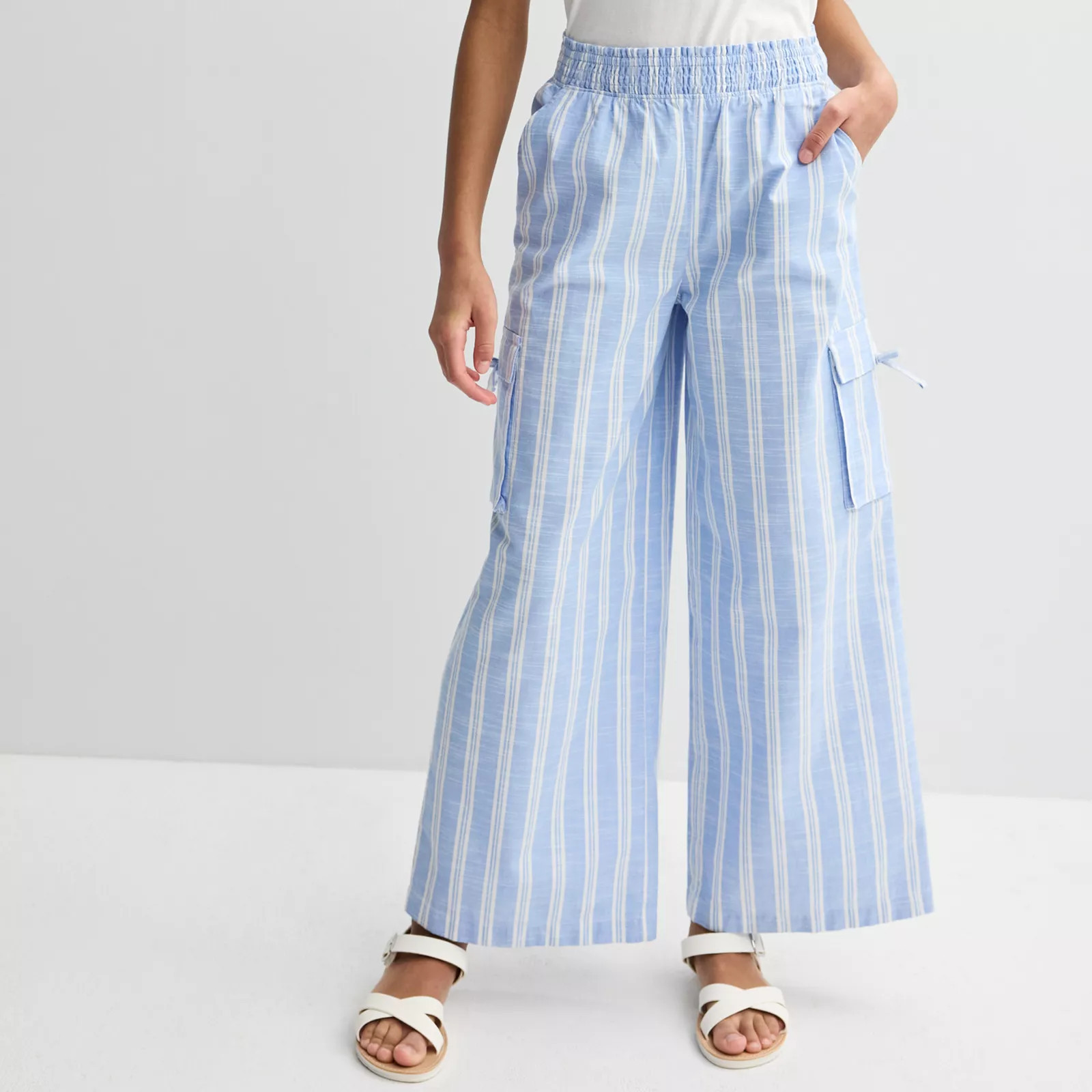 Girls 6-20 SO® Wide Leg Pants in Regular & Plus Size, Girl's, Size: 14 PLUS, Dark Blue Stripe | Kohl's
