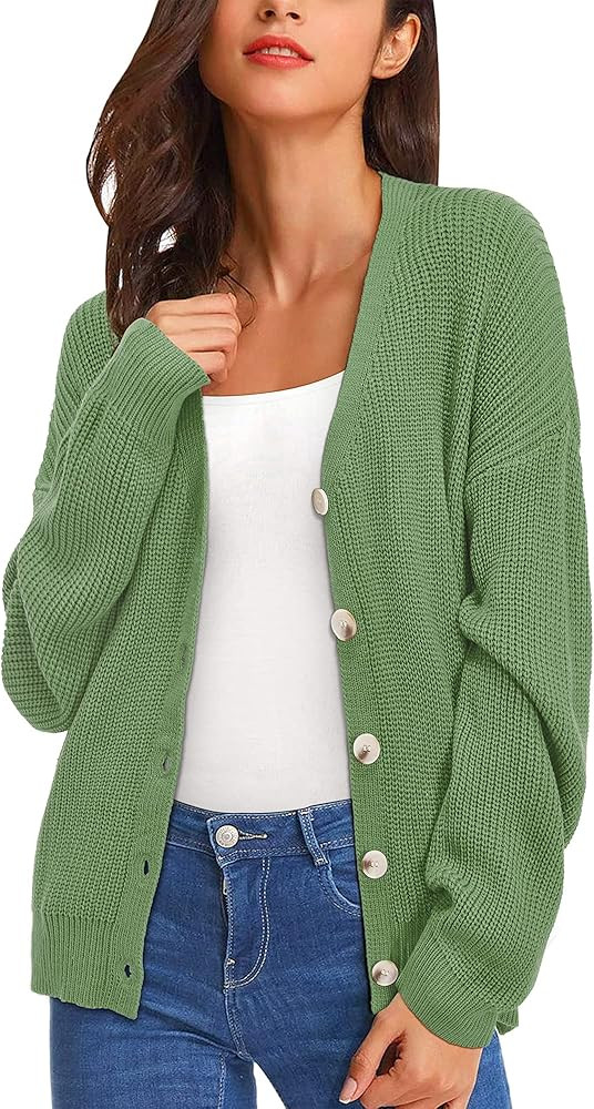 KILIG Women's Button Down Loose Cardigan Sweater Long Sleeve Oversized Casual Sweater | Amazon (US)