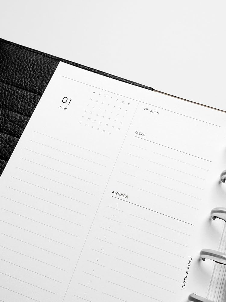 Cloth & Paper 2026 Dated Daily Planner Inserts - Monday Start | A5 Size 5.8 x 8.3 Inches | 6 Ring... | Amazon (US)