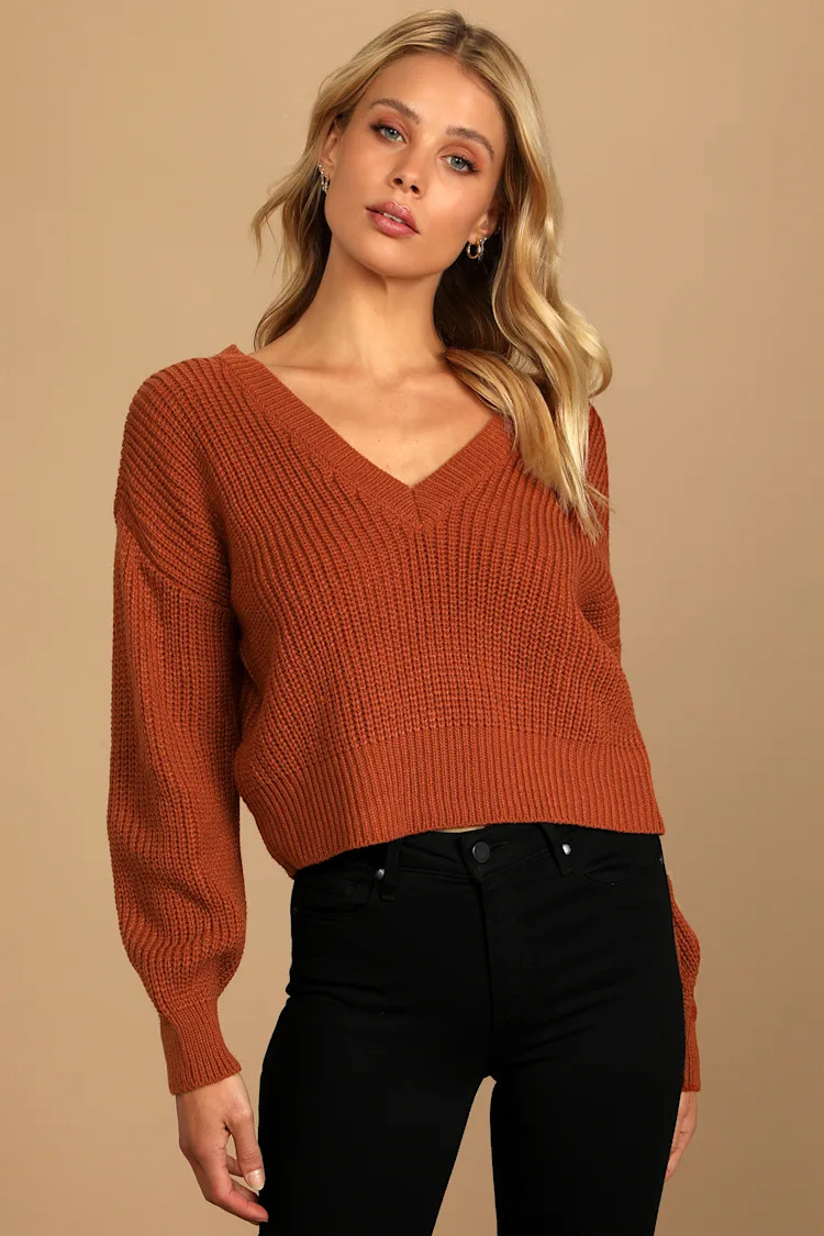 Double the Fun Rust Brown Knit Reversible Sweater | Lulus (US)