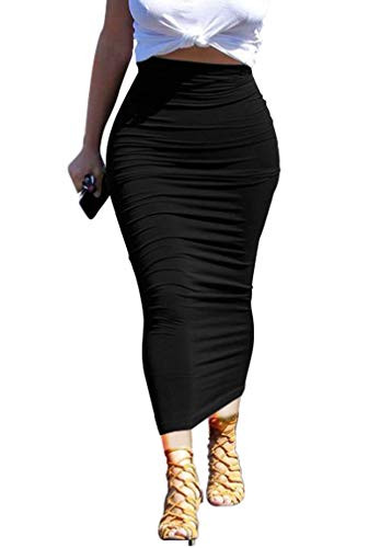 YMDUCH Women's Sexy Bodycon High Waist Stretchy Solid Work Pencil Skirts Dress | Amazon (US)