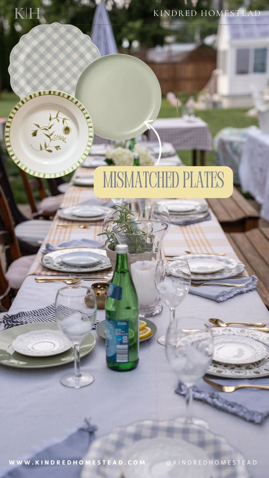 Mismatched plates for summer tablescape!