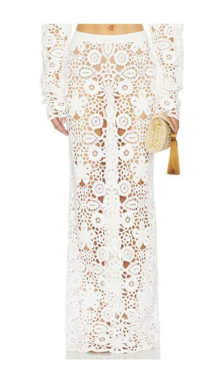 SNDYS Tala Crochet Maxi Skirt in White. - size S | Revolve Clothing (Global)