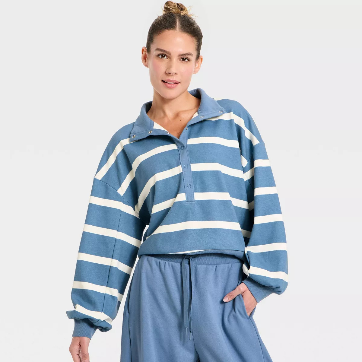 Women's Active Comfort French Terry Henley Sweatshirt - All In Motion™ | Target