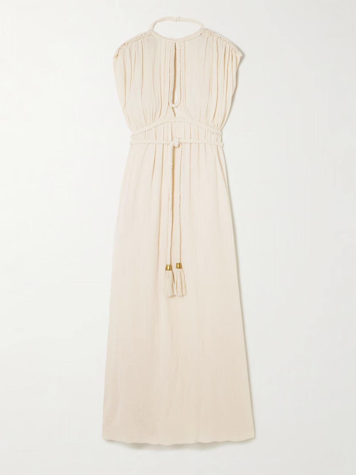 Isabel Marant - Joya Braided Gathered Cotton-gauze Maxi Dress - Neutrals | NET-A-PORTER (US)