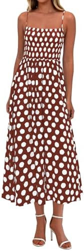 PRETTYGARDEN Womens Polka Dot Dress 2026 Summer Spaghetti Strap Smocked Sundress Beach Vacation W... | Amazon (US)