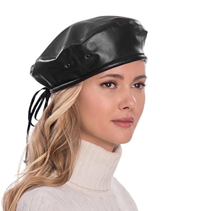 Eric Javits Luxury Fashion Designer Women's Headwear Hat- Leather Beret | Amazon (US)